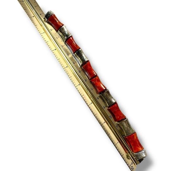 JAY KING Desert Rose Trading Bamboo Red Coral Sterling Silver 925 Bracelet 34g - Picture 3 of 12